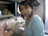 Busty Japanese Stepmom Gets Cornered In The Kitchen By Horny Stepson