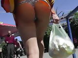 Upskirt Blonde Nice THONG