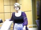 Hidden cam - Cute and busty library assistant (no nudity)