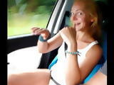 CMNF nudist ukrainian girl dancing in the car